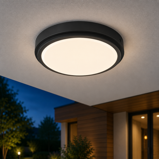 Plafoniera LED Black Bulkhead 18W, 22cm, IP65, CCT, 2020lm cu Senzor