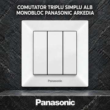 Comutator Triplu Simplu Alb Monobloc Panasonic Arkedia
