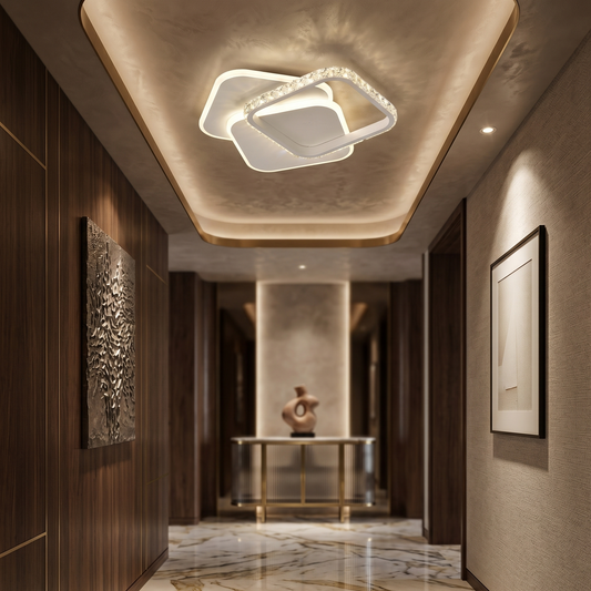 Lustra LED SQUARES Cristal 30cm, Echivalent 200W