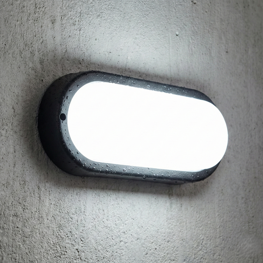 Aplica LED 12W Ovala BAT Neagra Exterior Echivalent 100W