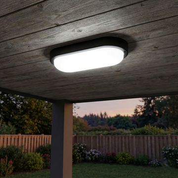 Aplica LED 18W Ovala BAT Neagra Exterior Echivalent 150W