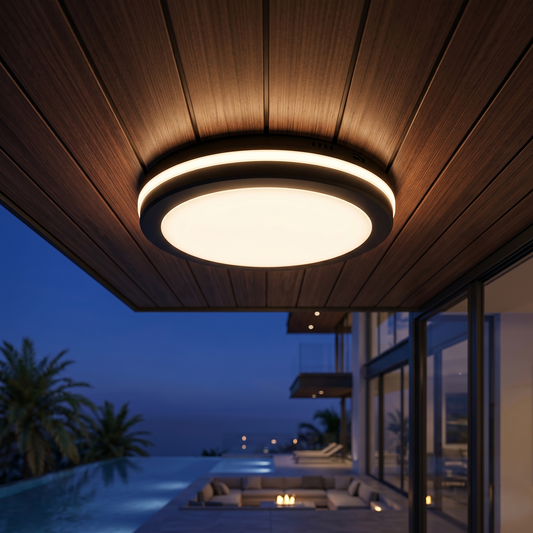 Plafoniera LED Exterior ELMOR Neagra 30cm 28W 2450lm CCT Premium