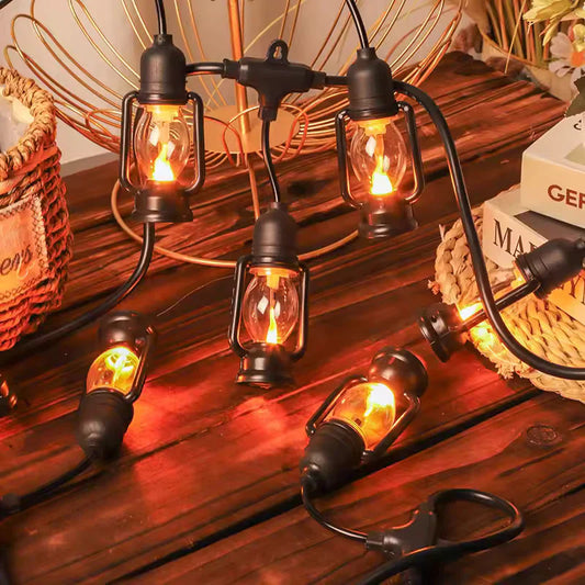 Ghirlanda Luminoasa Tip Felinar 5m / 10 Becuri Flacara miscatoare Interconectabil GHIRLANDA LUMINOASA BULB STRIP