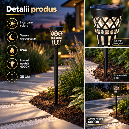 Stalp LED Gradina Sky cu Incarcare Solara 38CM