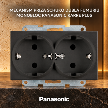 Mecanism Priza Schuko Dubla Fumuriu Monobloc Panasonic Karre Plus