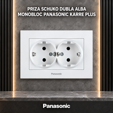 Priza Schuko Dubla Alba Monobloc Panasonic Karre Plus