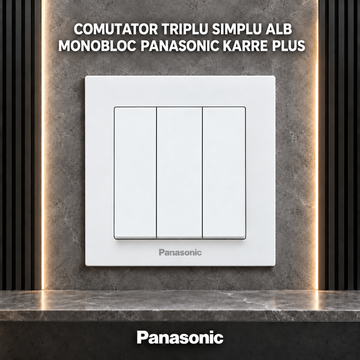 Comutator Triplu Simplu Alb Monobloc Panasonic Karre Plus