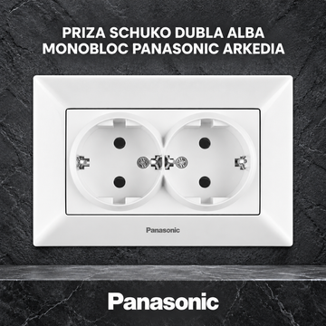 Priza Schuko Dubla Alba Monobloc Panasonic Arkedia