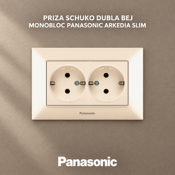 Priza Schuko Dubla Alba Monobloc Panasonic Arkedia Slim