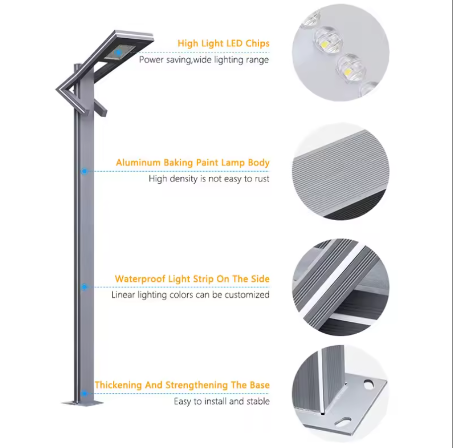 Stalp Iluminat Stradal 50W Alb Natural + Albastru 3M Street Light Pole