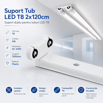 Suport Tub LED T8 2x120cm