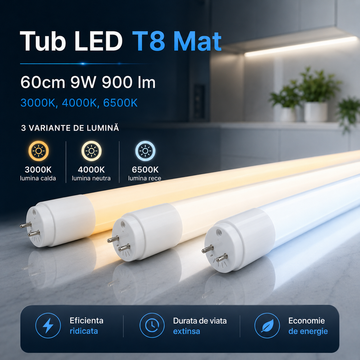 Tub LED T8 Mat 60cm 9W 900 lm