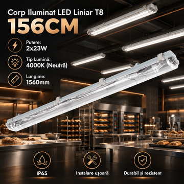 Corp Iluminat BASIC PLUS / Tuburi Incluse T8 / 156CM / IP65 Exterior / Eglo