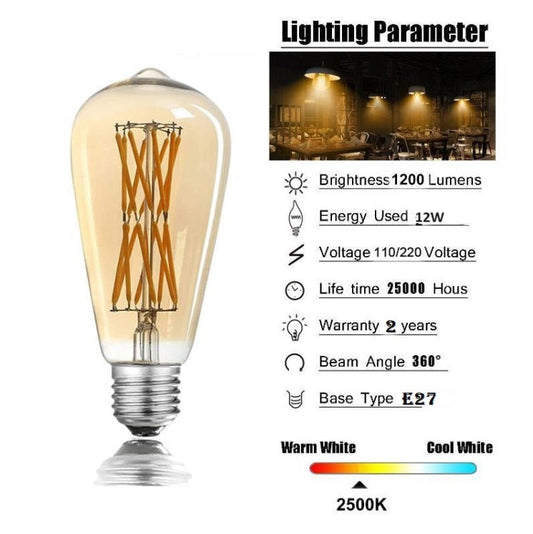 Bec Led E27 Vintage St64 12W Echivalent 100W Bulb