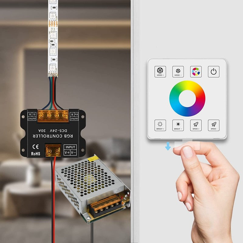 Controller Rgb 5-24V 30A Panou Touch Alb Lighting