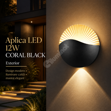 Aplica LED 12W CORAL Black Exterior