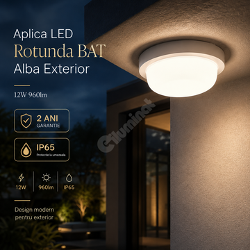 Aplica LED 12W Rotunda BAT Alba Exterior