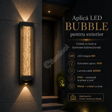 Aplica LED 18CM 8W Liniara Bubble Neagra Exterior
