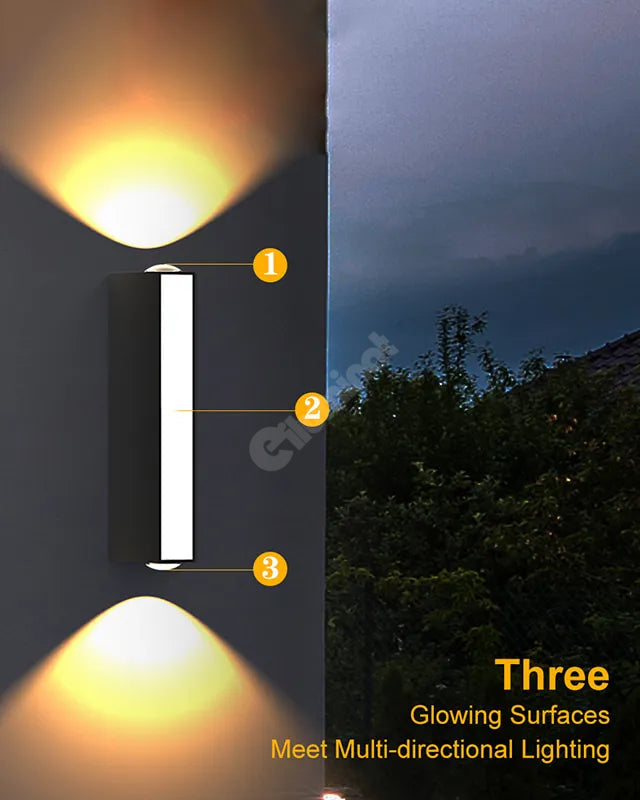 Aplica Led Exterior 12W Neagra Iluminare 3 Unghiuri Wall Light Fixtures