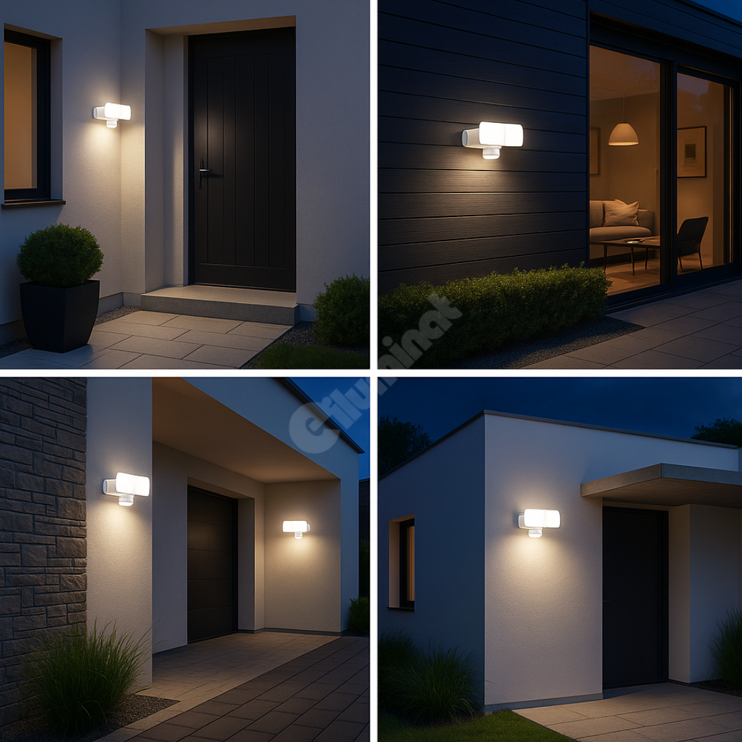 Aplica LED Exterior White 30W cu Senzor PIR ALBA Wall Light Fixtures