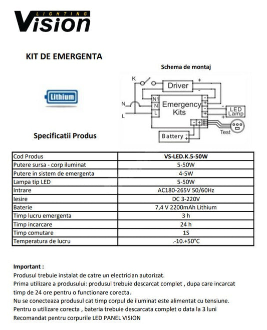 Kit Emergenta 3H 50W Lithium 7.4V 2200mAh
