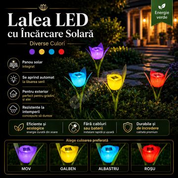 Lalea LED cu Incarcare Solara - Diverse Culori