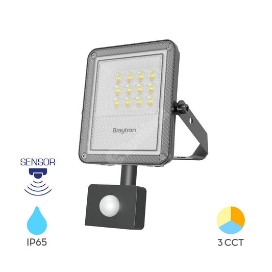 Proiector LED FLOOD Grey 10W IP54 1100lm cu Senzor CCT