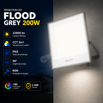 Proiector LED FLOOD Grey 200W IP65 22000lm CCT