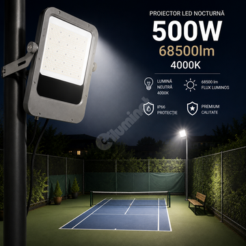 Proiector LED Nocturnă 500W 68500lm 4000K IP66 Premium