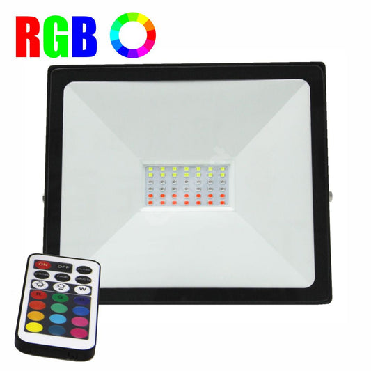 Proiector LED RGB Black 50W IP65, Dimabil cu Telecomanda