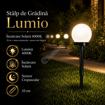 Stalp de Gradina Lumio cu Incarcare Solara 4000K 33cm