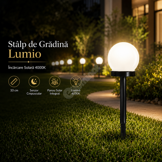 Stalp de Gradina Lumio cu Incarcare Solara 4000K 33cm