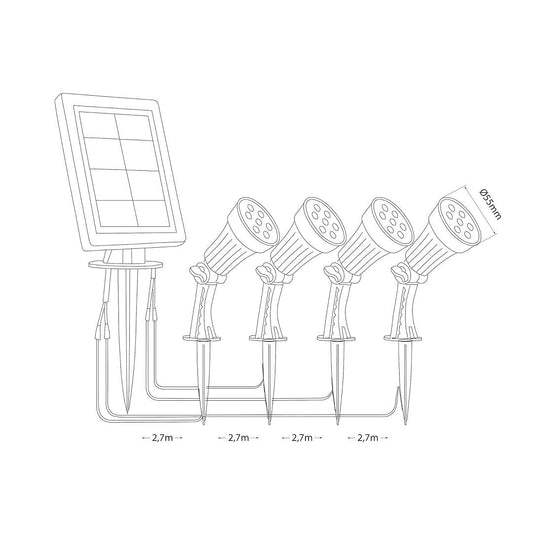 SET 4 x Lampa LED Bush cu Incarcare Solara 64CM Premium