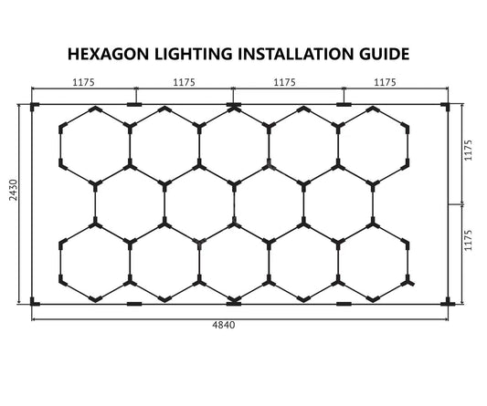 HoneyComb LED 14 Hexagoane Luminoase Cu Rama 672W 484 X 243 CM