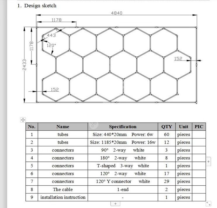 HoneyComb LED Hexagon Luminos PREMIUM Rama De Aluminiu