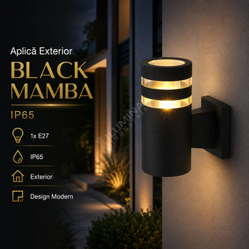 Aplica Exterior 1xE27 Black Mamba