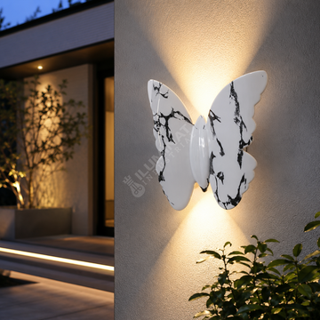 Aplica LED 6W BUTTERFLY Efect Marmura Alba IP65