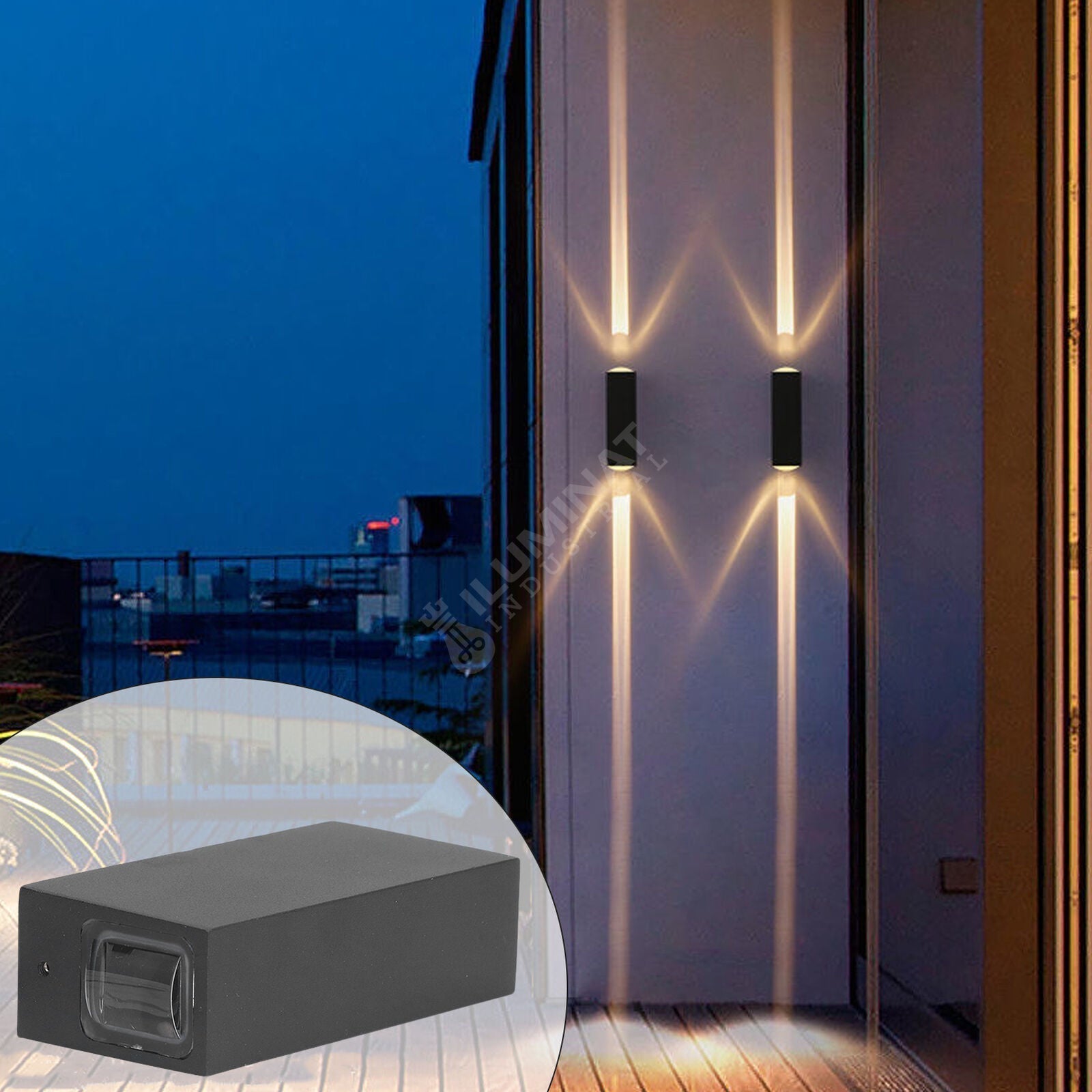 Aplica Led Exterior 2X3W Lines Neagra Wall Light Fixtures