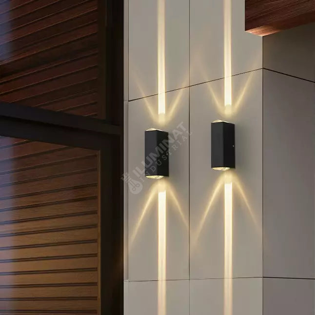 Aplica Led Exterior 2X3W Lines Neagra Wall Light Fixtures