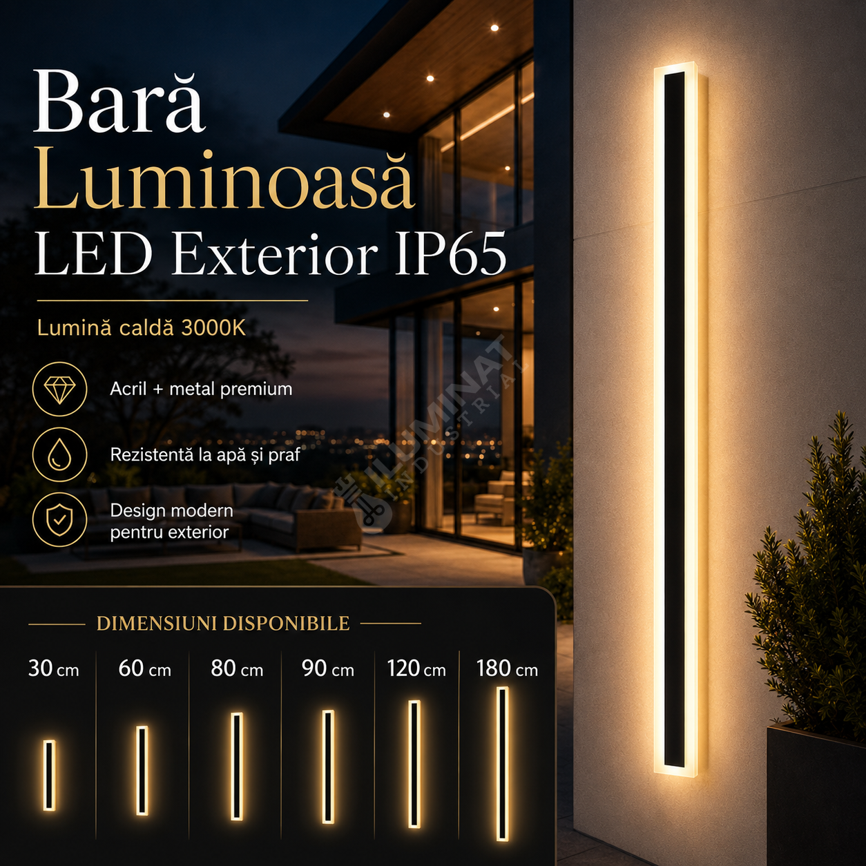 Bara Luminoasa LED Exterior IP65 220V 3000K