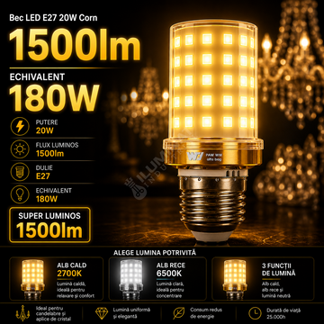 Bec LED E27 20W Corn Echivalent 180W
