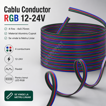 Cablu Conductor RGB 12-24V 4 Fire