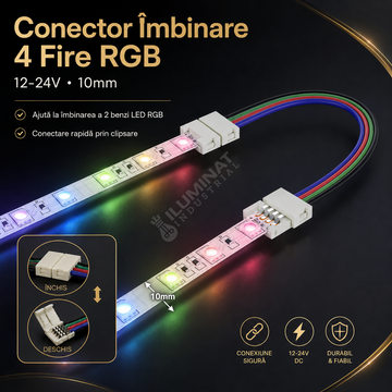 Conector Imbinare 4 Fire RGB 12-24V 10mm