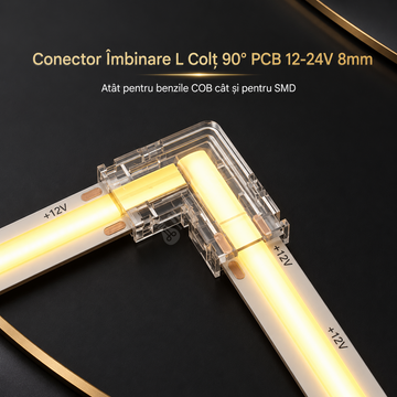 Conector Imbinare L Colt 90 Grade PCB 12-24V 8mm