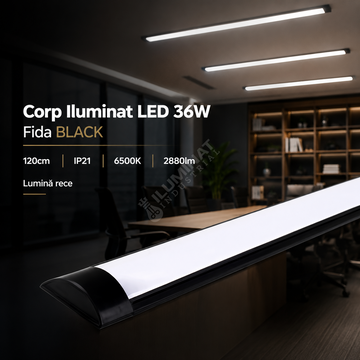 Corp Iluminat LED 36W Fida BLACK 120cm IP21