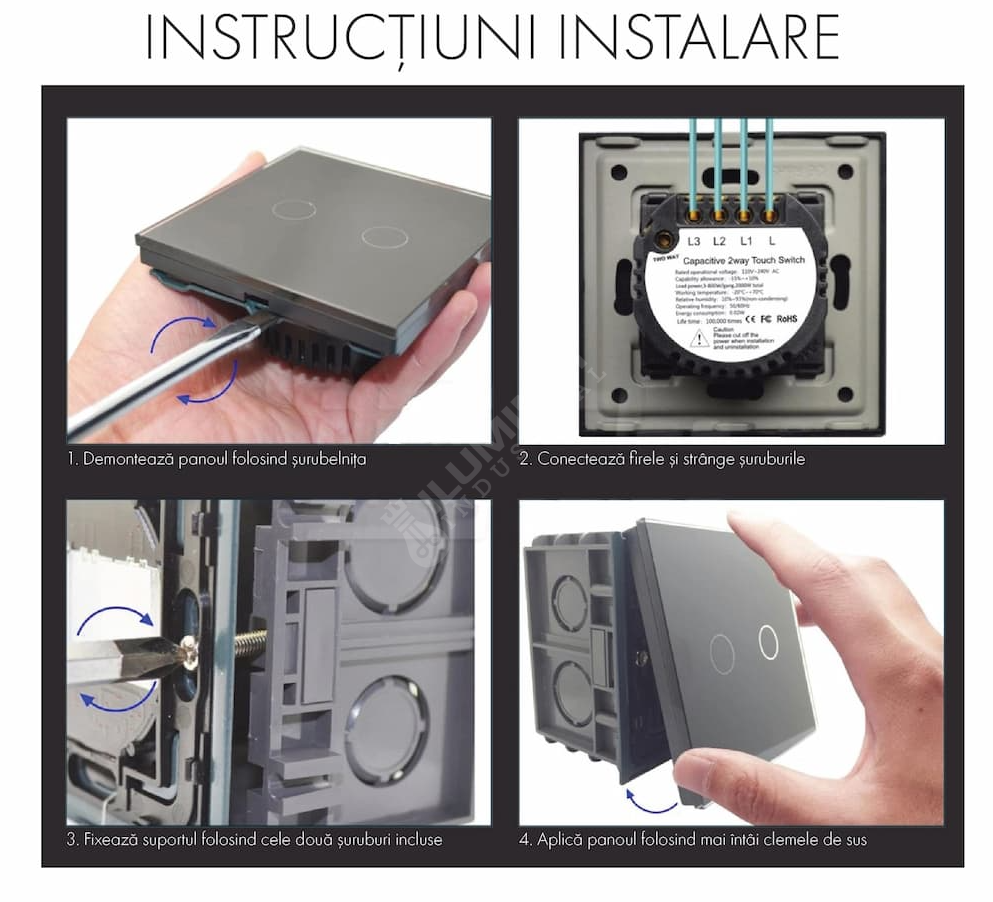Intrerupator Auriu cu Touch din Sticla 1 Buton Premium