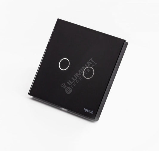 Intrerupator Negru cu Touch din Sticla 2 Butoane Premium