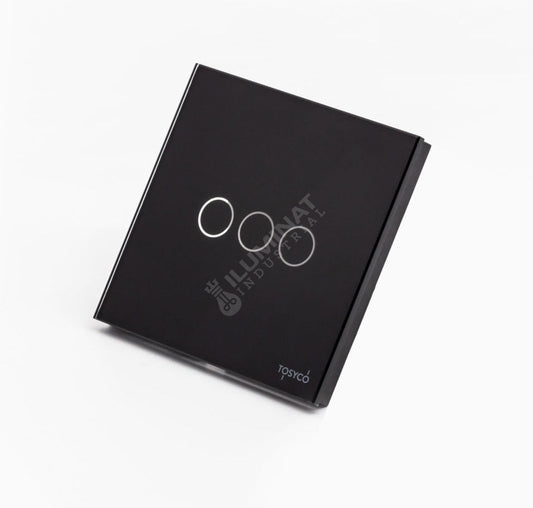Intrerupator Negru cu Touch din Sticla 3 Butoane Premium