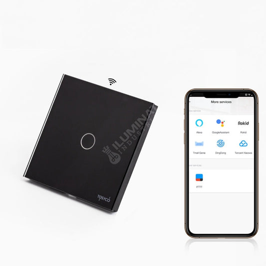 Intrerupator Negru WIFI SMART cu Touch din Sticla 1 Buton Premium Fara NUL