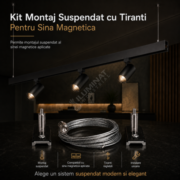 Kit Montaj Suspendat cu Tiranti Pentru Sina Magnetica